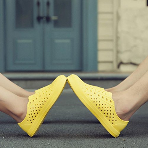 Hometom Unisex Classic Clog, Garden Clogs Mules Shoes Comfort Walking Slippers Beach Sandals Water Footwear (Yellow, US:7.5)