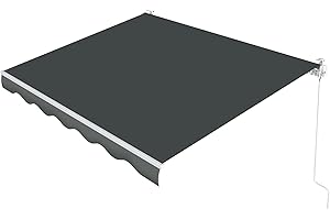 Paramondo Patio Awning Retractable Fully Assembled 10'x8', Manual Commercial Grade - Premium Quality 100% 280G Ployester Window Door Sunshade Shelter Deck Canopy Balcony, Grey