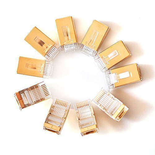 Vandesail Cat7 RJ45 High Speed Golden Shielded Connector - Gold (Pack of 10)