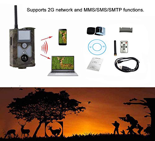 Lixada 2G GSM MMS/SMS/SMTP 16MP 0.5S Trigger Time 120Â° Wide Lens Portable Wildlife Hunting Camera HD Digital Infrared Scouting Trail Camera 940NM IR LED Night Vision 1080P Video Recorder