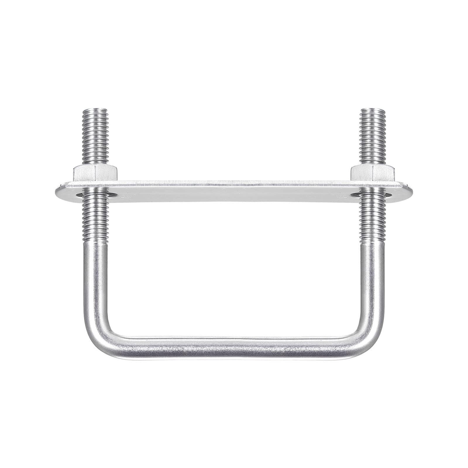 TOP-VIGOR 3 sets M8 Square U-Bolts, 72mm Inner Width 70mm Length 304 Stainless Steel U-Bolts with Nut, Plate for Building Installations Mechanical Parts Connection Cehicles Ships