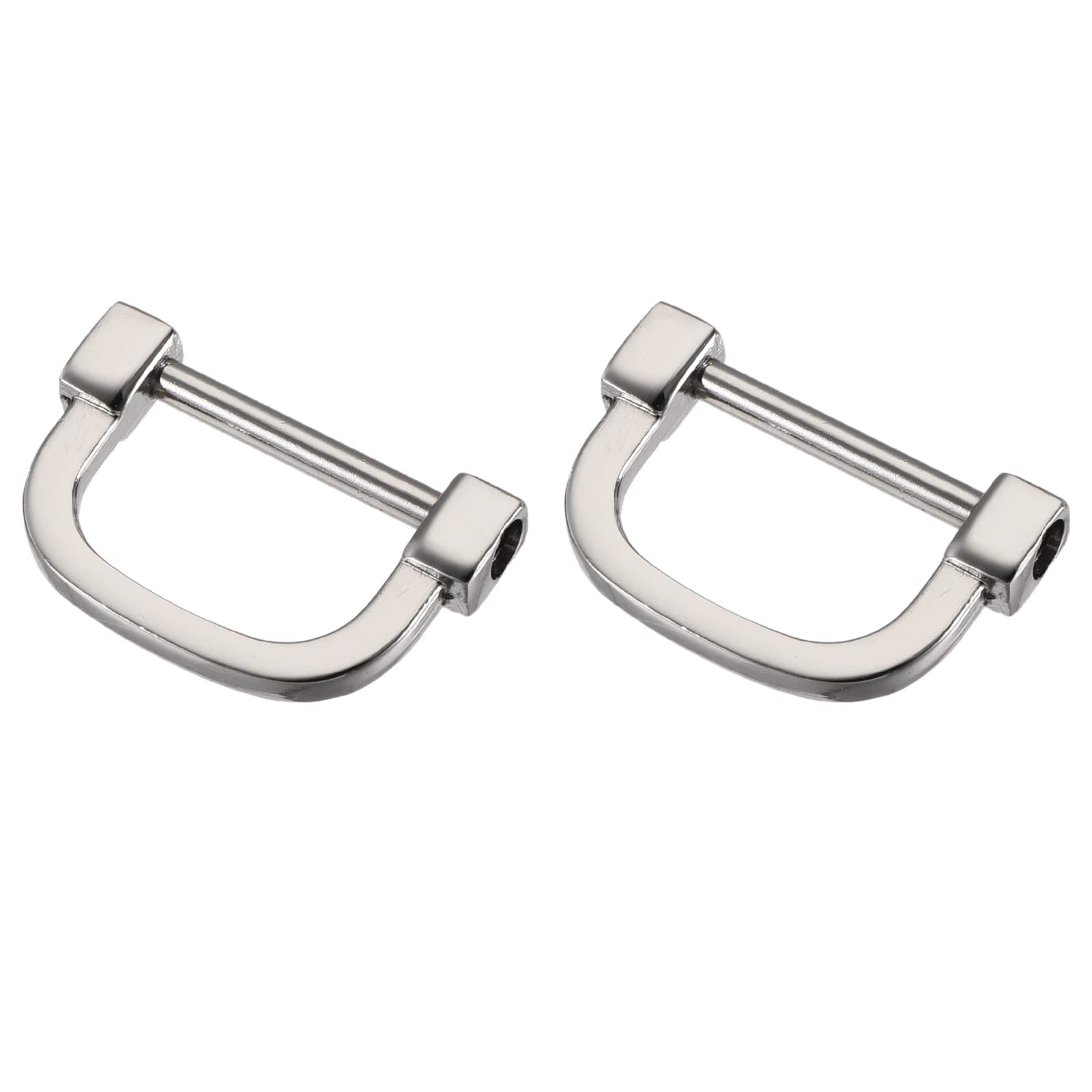 METALLIXITY Horseshoe D-Rings (30mm) 2pcs, Screw-in U-shaped Buckles Shackle - for Car Keys Keychain Bags Leather Crafts, Silver Tone