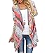 Myobe Women's Fashion Geometric Print Drape Front Cable Knit Cardigan, XX-Large, Red