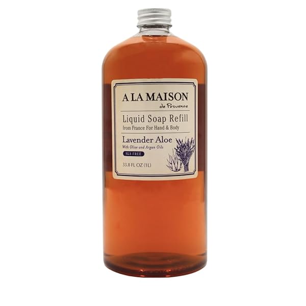 A LA MAISON LAVENDER ALOE NATURAL HAND WASH MADE WITH ESSENTIAL OILS – BIODEGRADABLE, PLANT-BASED, VEGAN, CRUELTY-FREE 33.8 FL OZ REFILL