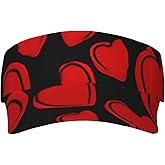 Cute Valentine's Heart Sports Sun Visor Hats Red Hearts Hat Adjustable Sun Hats Caps for Men Women