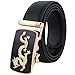 Tanpie Men's Leather Belt Automatic Alloy Buckle 35mm Ratchet Belt Gold and Silver Dragon (40-45in.(130cm), Gold)