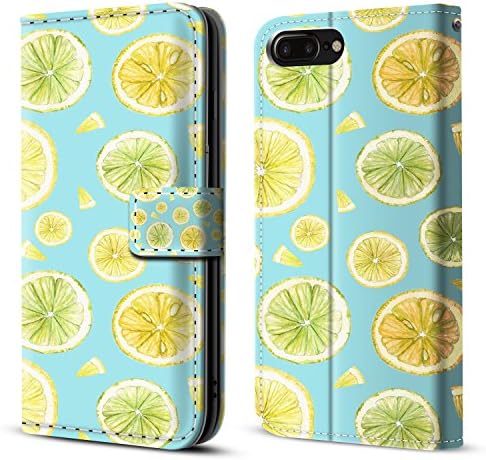 iPhone 7plus/8plus Wallet Case 5.5 inch, Stand Feature,Double Layer Shock Absorbing Premium Soft PU Color matching Leather Wallet Cover Flip Cases For apple (01-lemon)