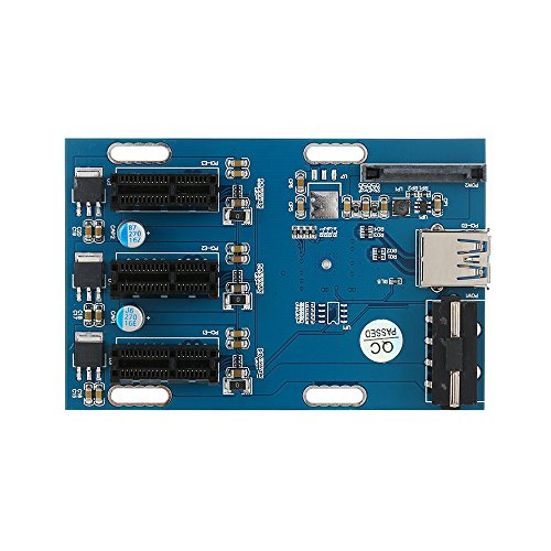 PCI-E 1X Expansion Kit 1 to 3 Ports Switch Multiplier Hub Riser Card with USB 3.0 Cable Pcie Mining Modules - Quarkscm - Thumbnail 3