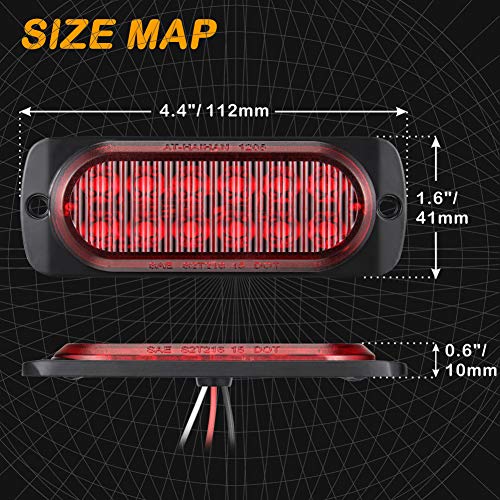 Pack of 2 Aluminum Housing Red LED Trailer Stop Brake Turn Tail Lights, AT-HAIHAN DOT Compliant Waterproof Surface Mount Lighting for Truck Tractor Jeep RV