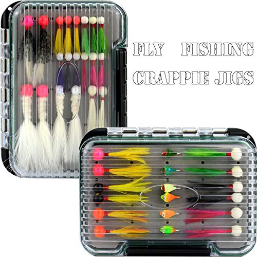 YAZHIDA Little Nipper jig 1/16-1/32oz Hand Tied Marabou Feather jig Fishing Lure kit for Panfish Sunfish Bluegil Perch Walleye Bass