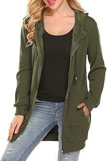 Womens long zip up sweatshirt Clearance