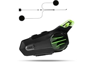 CEPKQUIS Motorcycle Bluetooth Headset 2-Way 600M Wireless Intercom Dirt Bike Helmet Headphone with CVC Noise Cancellation Stereo HiFi Music IP67 Waterproof for Full Face Helmet with Tail Light 1 Pack