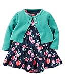 Carter's Baby Girls' 2 Piece Floral Dress Set Green/Navy Flowers-12M
