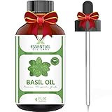 Basil Oil - 100% Pure and Natural - 4 Oz. with Glass Dropper - Therapeutic Grade - Aromatherapy, Massage by Essential Oil Labs