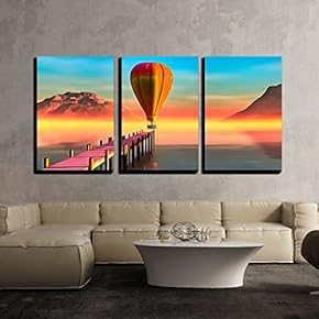 Landscape and Balloon Oil Painting x3 Panels
