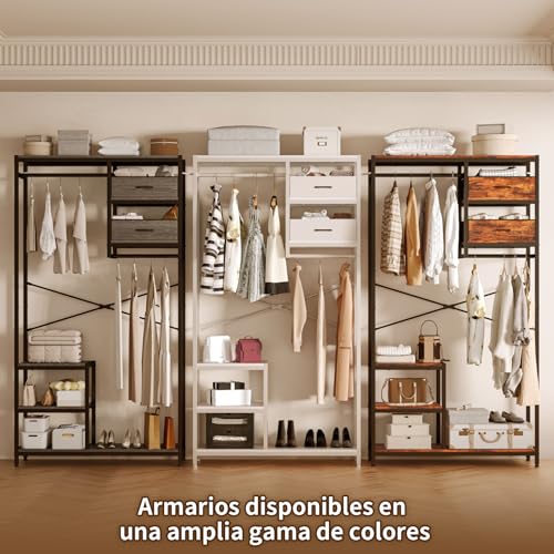 SIMPLE ESPACIO Armario Independiente, Organizador de Ropa, Perchero con Barra para Guardar Ropa, Sombreros, Armario Tela de Servicio Pesado para Dormitorio y Estudio,El tamaño es：201X100X30 CM (Gris)