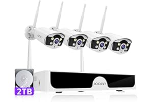 JOOAN 5MP 10 Channel Wireless Security Camera System Outdoor,H.265+ WiFi NVR Surviellance Kit with Two Way Audio,Color Night Vision,Human Detection,Local and Remote Access,IP67 Weatherproof, 2TB HDD
