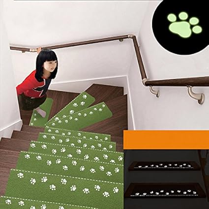 Generic Beige : Luminous Stair Mat Step Pad Keep Warm Floor Mat Easy Clean Stairs Door Mat Anti-skid Mats Avoid Glue Autohesion Rug Carpet V3816