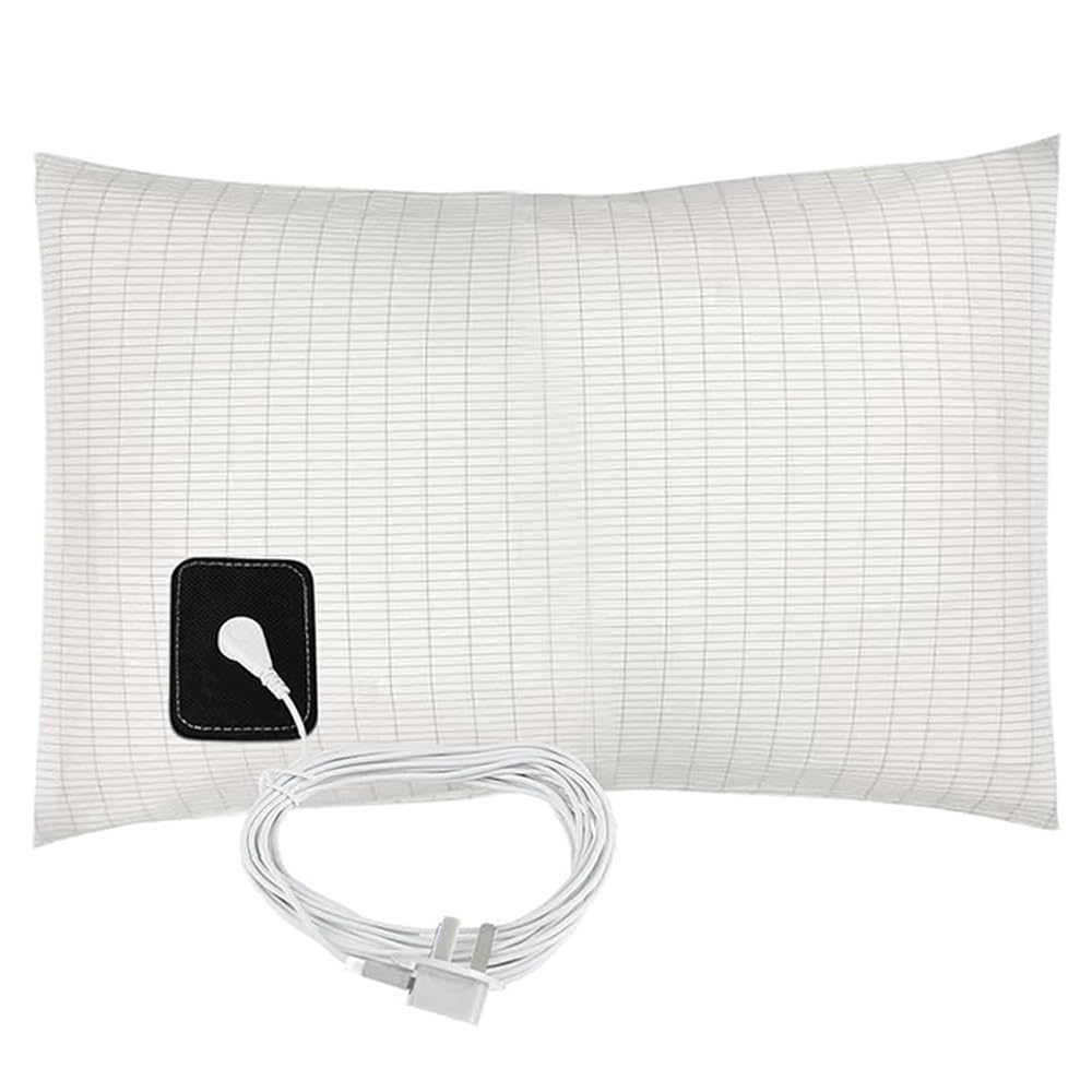 Grounding Pillowcase UK, Native Cotton Earthing Mat for Better Sleep Healthy, 90% Cotton and 10% Soft Silver Thread Grounding Pillowcase with UK Cord (51x76cm)