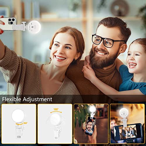 Selfie Light 6500K Rechargeable Phone Ring Light with 3 Light Modes, Portable Clip on Selfie Light for iPhone, Phone, Laptop, Camera, Selfie, Video Calls, Video Conference, TikTok, Vlog