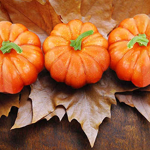 ShellKingdom Artificial Mini Pumpkin for Decoration, Fall Pumpkin for Home/Wedding Thanksgiving/Halloween/Party Decoration 12 PCS(Orange)