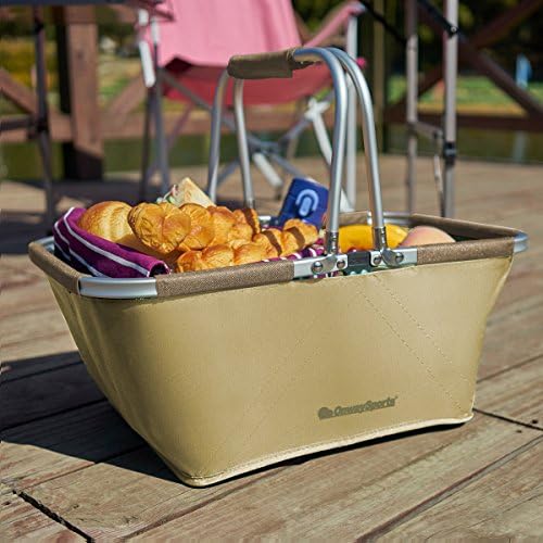 OnwaySports Aluminum Frame Picnic Basket Lightweight Foldable Portable for Camping