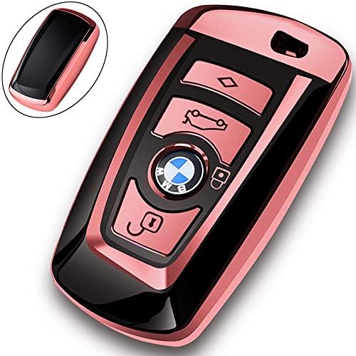 EBLove for BMW Key fob Cover, Key Fob Case for BMW 1 3 4 5 6 7 Series X3 X4 M5 M6 GT3 GT5 Remote Control Key Premium Soft TPU Anti-dust Full Protection Rose Gold