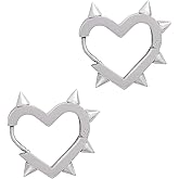Gothic Spike Heart Hoop Earrings for Women Gothic Punk Rock Heart Earrings Trendy Stainless Steel Emo Earring Halloween Jewelry Gifts for Women