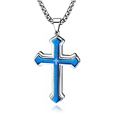 OLEVS Men's Cross Pendant Necklace Large Stainless Steel Cross Pendant Necklace for Men Women