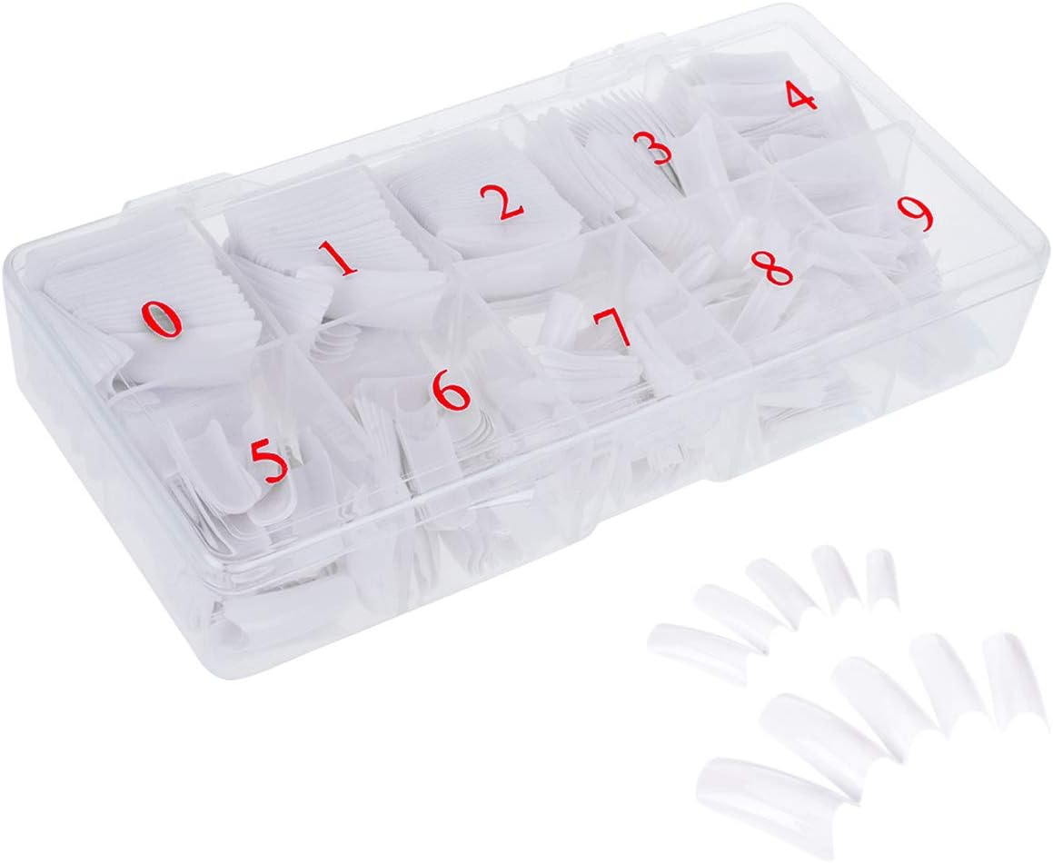 OZUAR 500 Pieces False Nails, Natural French Acrylic Artificial False Nail Tips with Box for Women Girl Salon or DIY