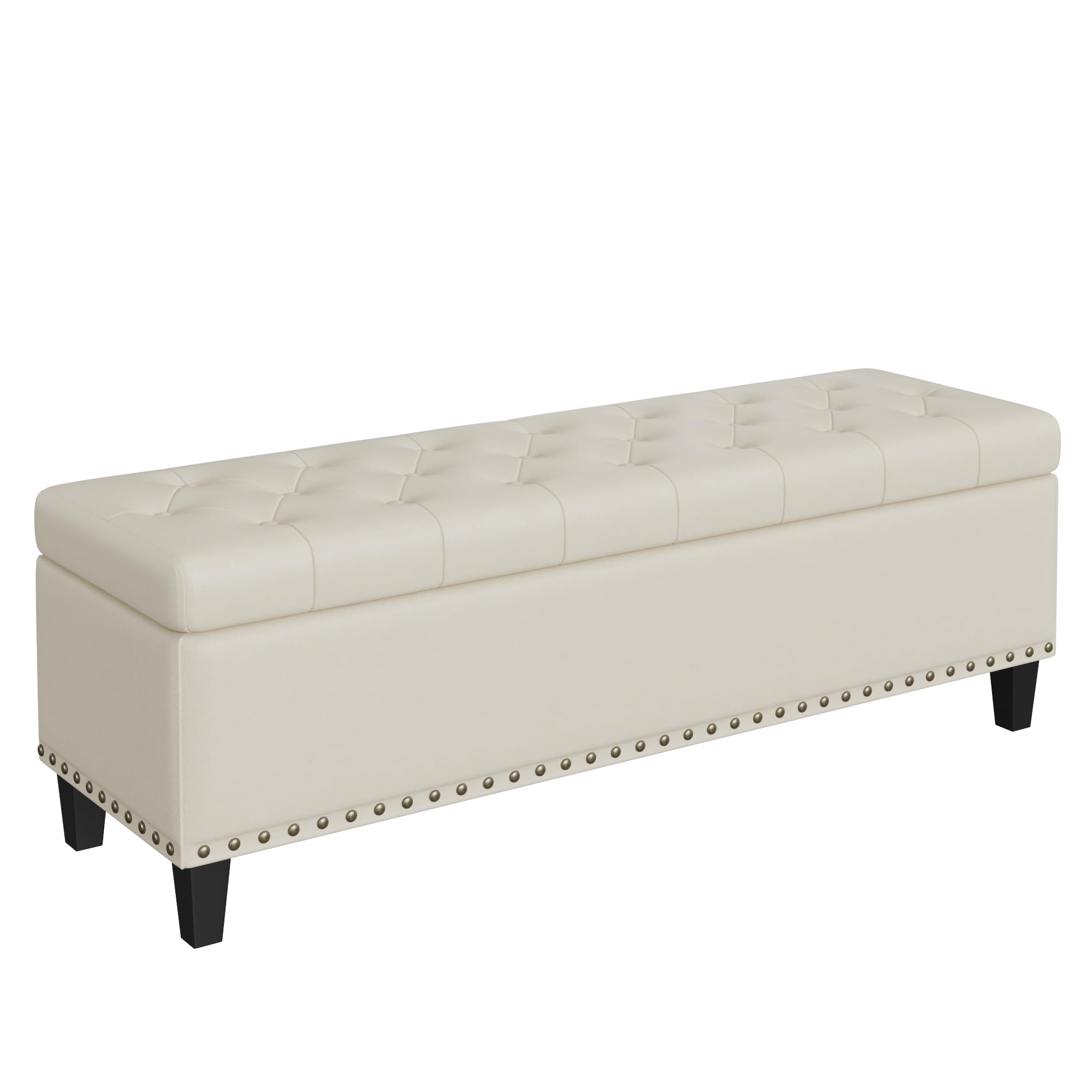 FiveWillowise Storage Ottoman Bench, 51-Inch Large Storage Bench for Bedroom End of Bed, 30 Gallons Faux Leather Bench with Storage for Bedroom, Living Room, Entryway, Hallway, Cream White - Image 8