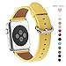 WFEAGL Compatible iWatch Band 38mm 40mm, Top Grain Leather Band Replacement Strap for iWatch Series 4,Series 3,Series 2,Series 1,Sport, Edition (Yellow + Silver Buckle, 38mm)