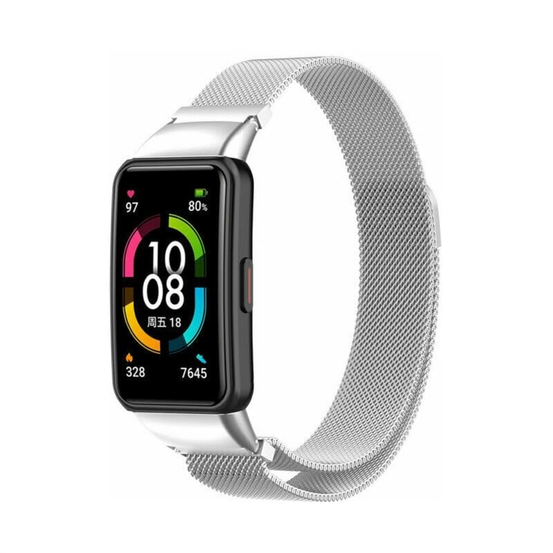 Panda Bobo Metal Strap For Huawei Band 6/6 pro, Honor Band 6/7, Replacement Stainless Steel Sport Watch band Strap (Silver)