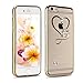 iPhone 6 Plus Case, iPhone 6S Plus Case,UZZO iPhone 6/6S Plus 5.5 inch Gold Plating Bumper TPU Case Cover with Love Heart Design Inside Glitter Diamond Crystal Clear TPU Protective Case Cover