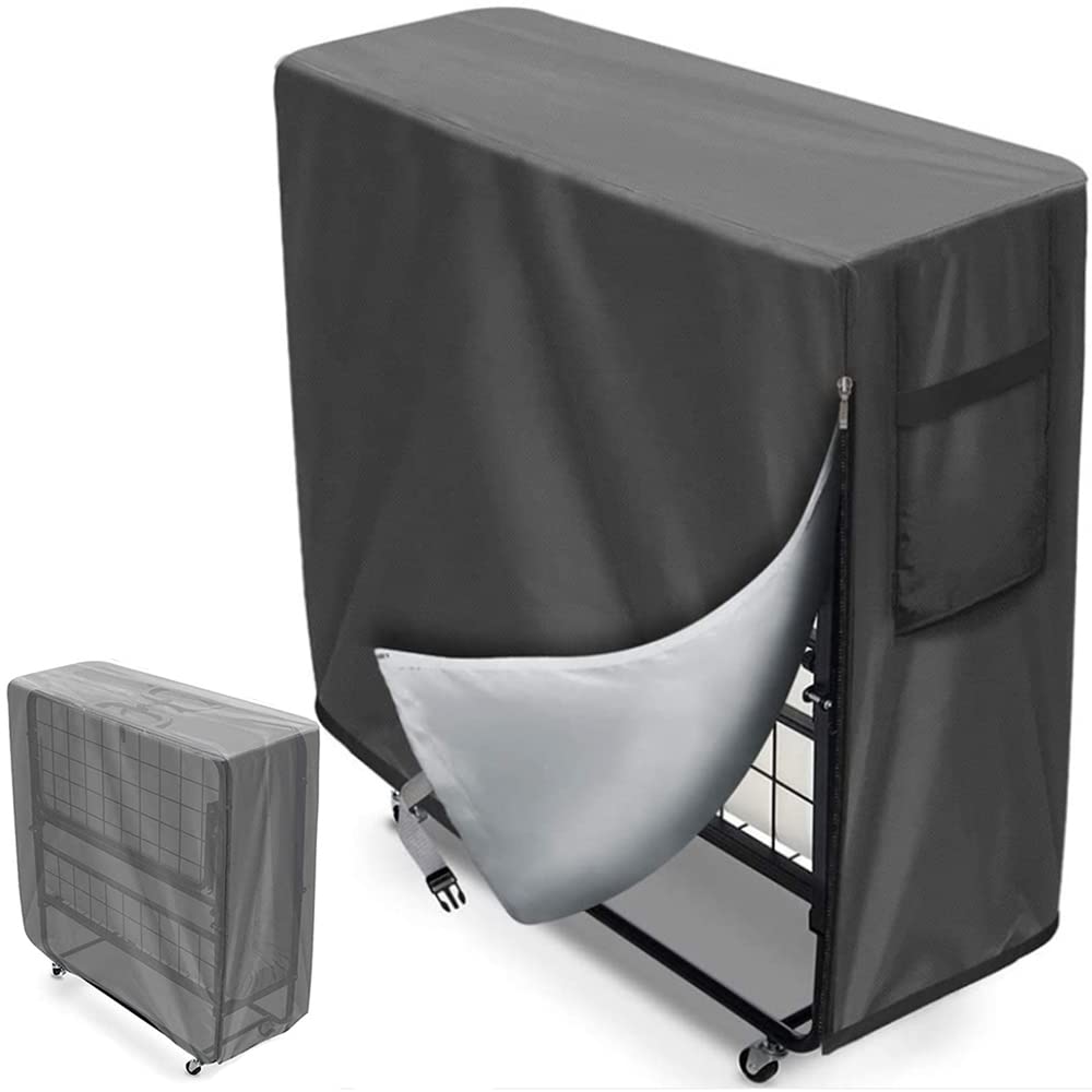 Skyour Folding Bed Cover for Indoor Outdoor Adjustable Heavy Duty Weatherproof Dustproof Protector Multifunctional Visitor Guest Folding Beds Storage Covers (Gray)