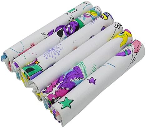 Set Of 6 Pieces Kids Cotton Handkerchief Children Printed Hanky Casual Accessory