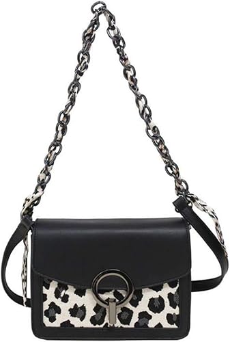 Amazon Ksila ショルダーバッグ レディース 斜めがけ バッグ 小さめ チェーン付き 肩がけバッグ ポシェット ヒョウ柄 おしゃれ ミニバッグ 可愛い パーティー 日常 Freesize黒 ショルダーバッグ