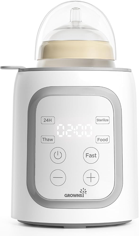 Grownsy 8-in-1 OG Fast Bottle Warmer with Timer, Gray | Fast & Even Heating, Nutri-Preserve, Safe Material, Precise Temp, Eas