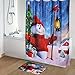 OurWarm 72 x 72 Inch Shower Curtain Sets, Christmas Snowman Waterproof Shower Curtain Mat Bathroom Decorations