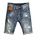 P2U Men's Jean Shorts Slim Fit Ripped Straight Denim Shorts