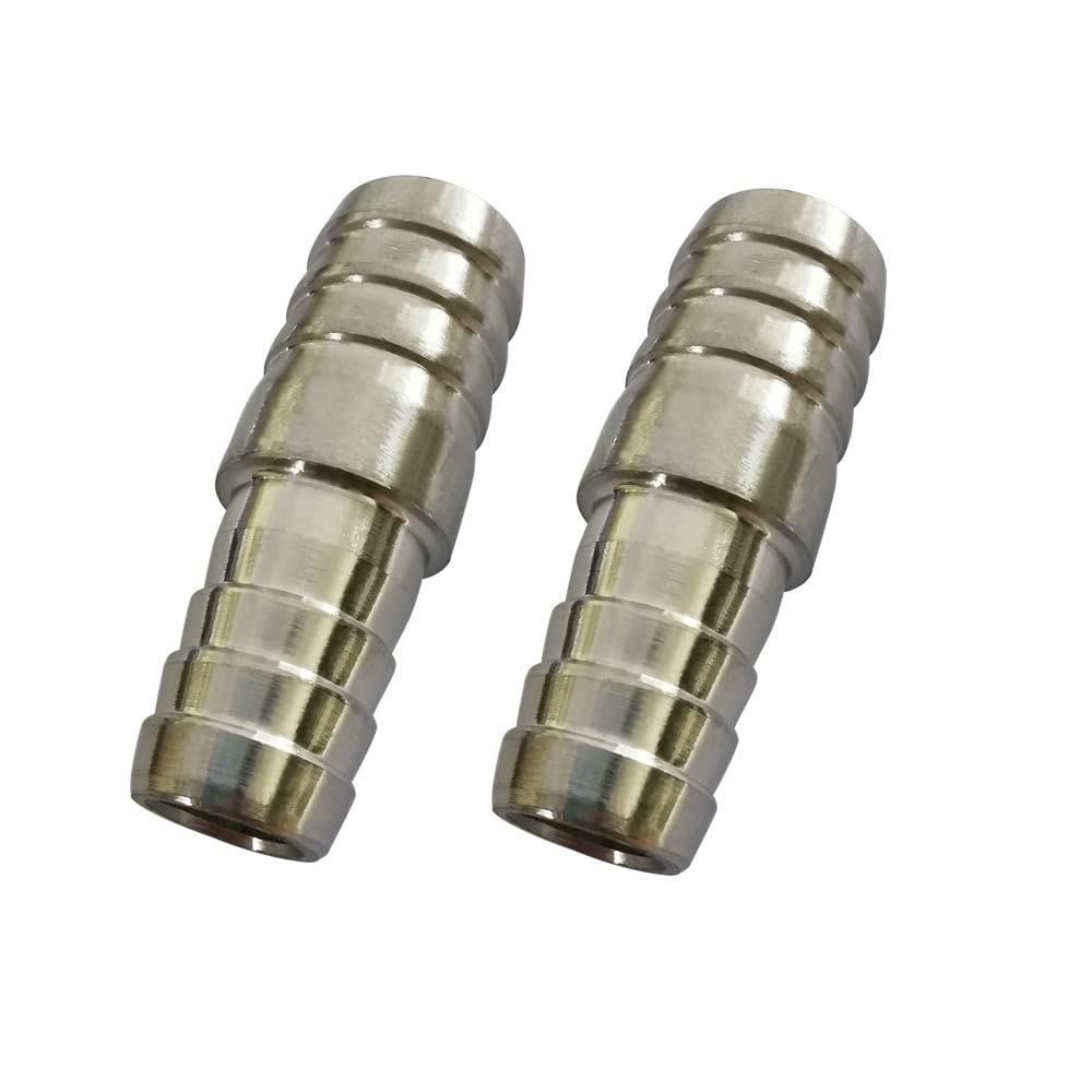 Photo 1 of Pysrych Stainless Steel Hose Barb Fitting Reducing Union 1" Barbed x 3/4" Barbed Reducer Splicer Mender Adapter Coupler, 2.75" Length (Pack of 2)
