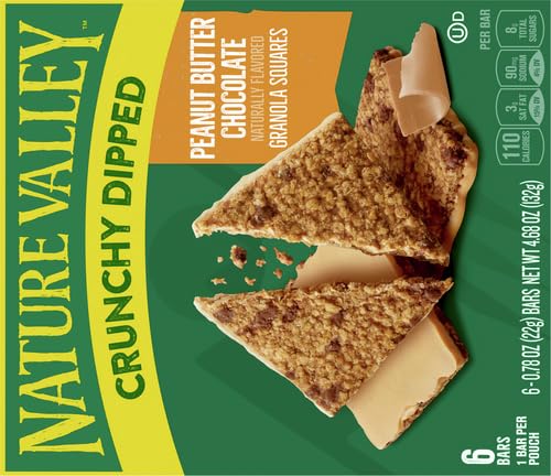 NATURE VALLEY CRUNCHY DIPPED GRANOLA SQUARES, PEANUT BUTTER CHOCOLATE, 6 COUNT, 4.68 OZ