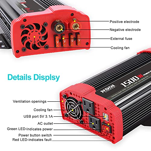 NDDI POWER 1500W Car Power Inverter 12V To 230V/240V Converter Charger Adapter W