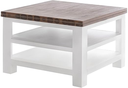 Mobel Ideal Couchtisch Lyron B65 X T65 X H45 Cm Beistelltisch Im Landhausstil I Wohnzimmertisch Aus Massivholz In Braun Weiss Lackiert Amazon De Kuche Haushalt