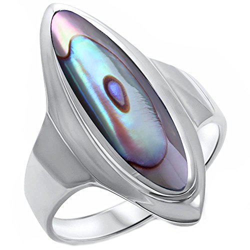Sterling Silver Simulated Abalone Shell Ring Sizes 7