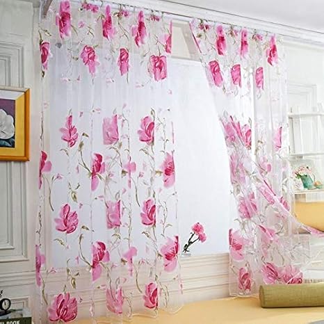 Amazon Com Ready Made Custom Flower Floral Voile Sheer Tulle
