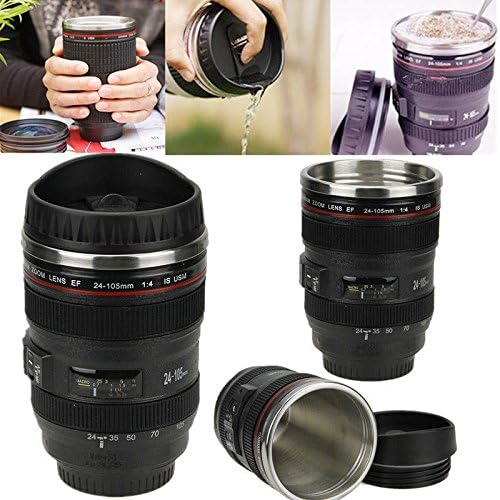 New Hot 24-105mm Stainless Lens Thermos Camera Travel Coffee Tea Mug Cup Gift
