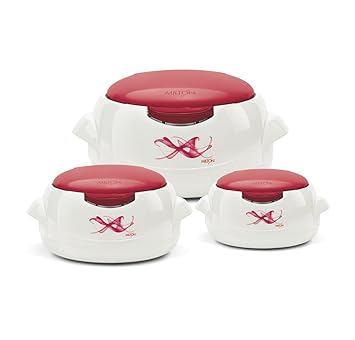 Milton Microwow One Touch Casserole Jr Set, 500 Ml, 3-Pieces, Red