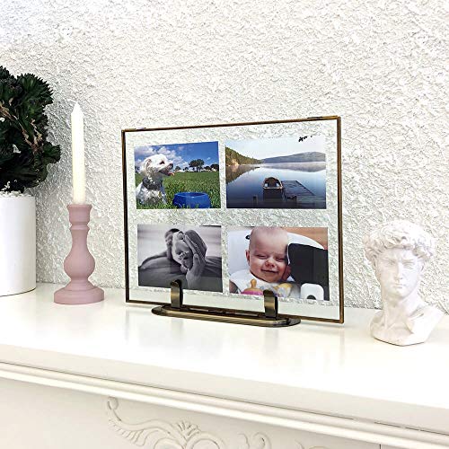 CANDIKO Floating 11x14 Picture Frame Table Top Metal Photo Frame (Antique Gold, Portrait or Landscape)