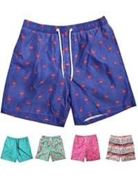 INGEAR Little Boys Quick Dry Beach Board Shorts Swim Trunk Swimsuit Beach Shorts with Mesh Lining (Blue Flamingo, 4T)